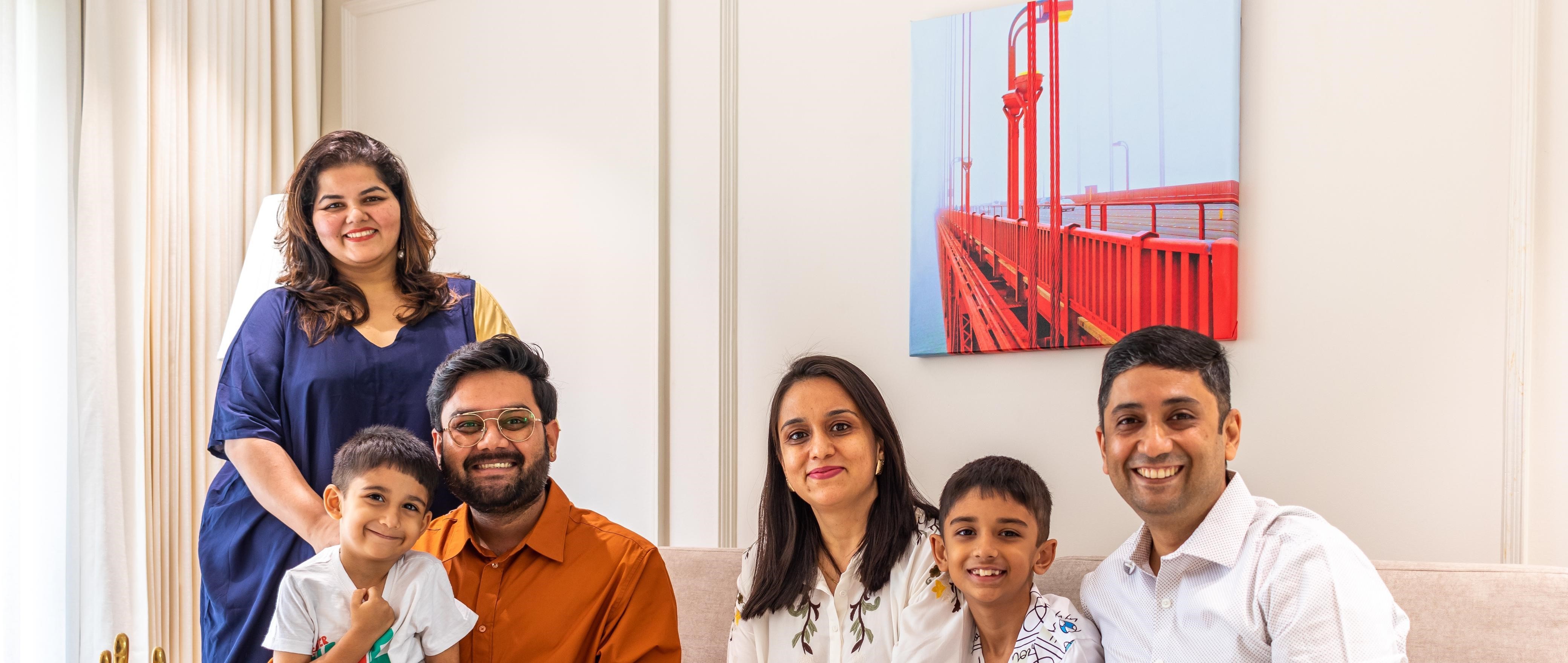 Family relaxing in the luxury living room